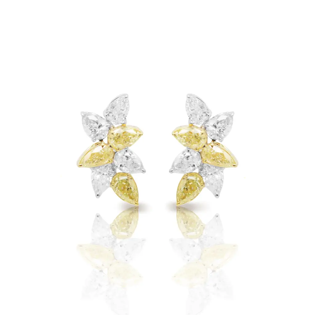 Fancy Yellow & White Diamond Earrings