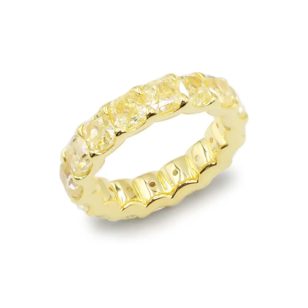 Fancy Yellow Diamond Cushion Cut Full Eternity Ring