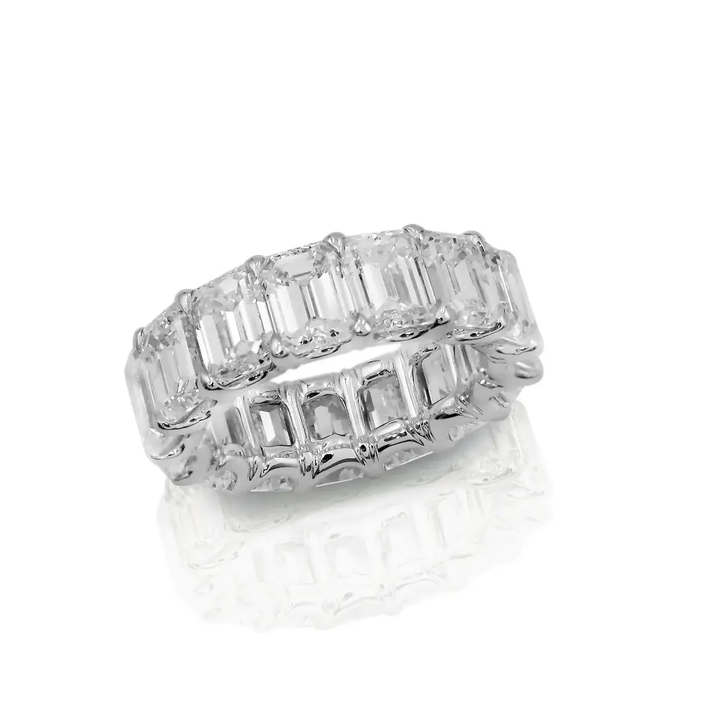 White Gold Diamond Emerald Cut Full Eternity Ring