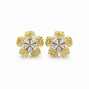 Fancy Yellow & White Diamond Flower Earrings