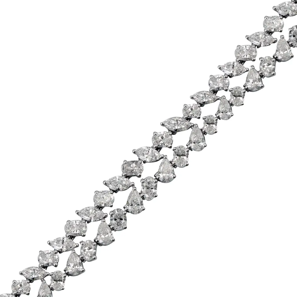 White Gold Mixed Cut Diamond Tennis Bracelet