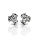 White Gold Trio Oval Diamond Stud Earrings