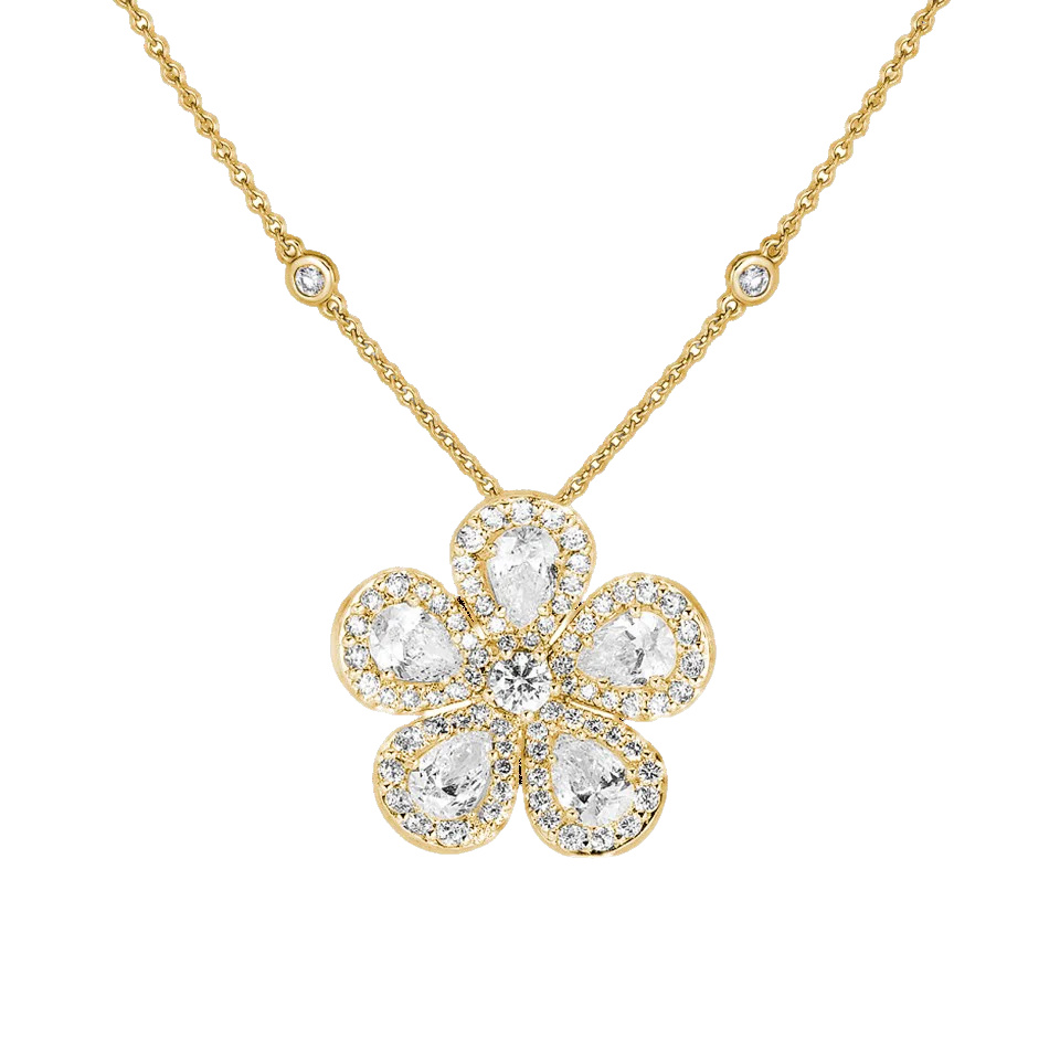 Yellow Gold Classic Flower Small Necklace