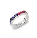 White Gold Sapphire & Ruby Ring