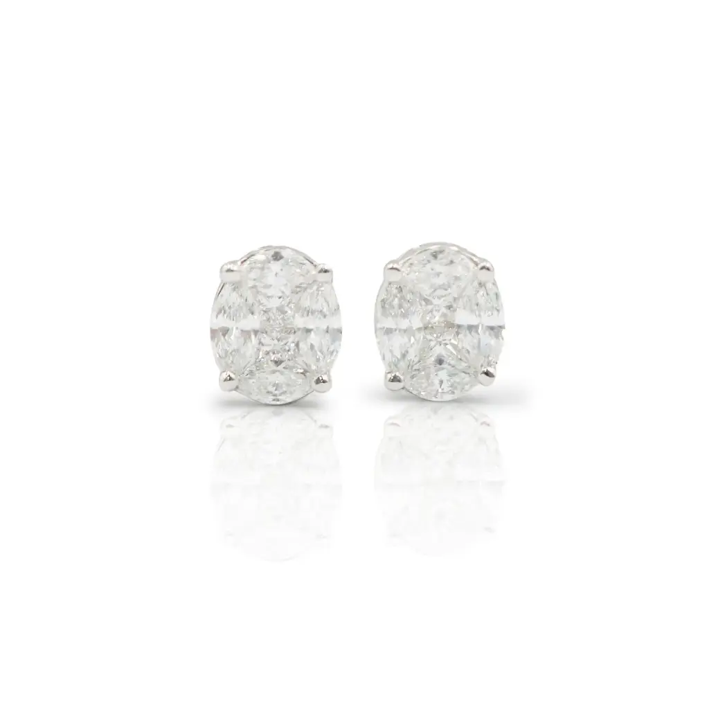 White Gold & Diamond Illusion Stud Earrings
