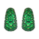 Yellow Gold Dome Huggie Earring - Tsavorite
