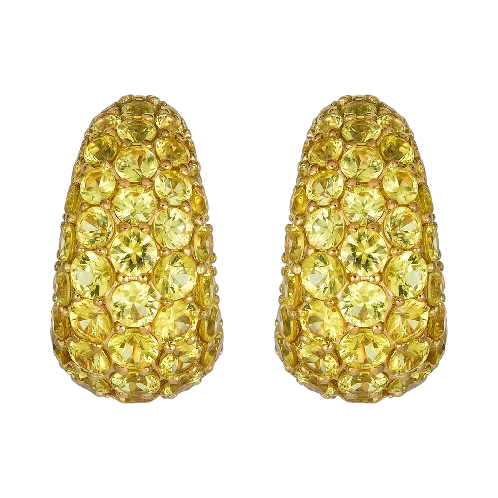 Yellow Gold Dome Huggie Earring - Yellow Sapphire
