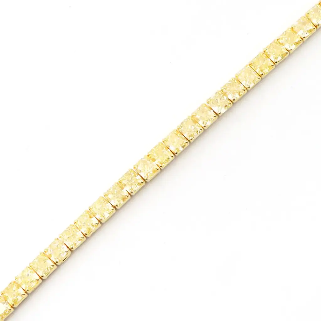 Fancy Yellow Diamond Cushion Cut Tennis Bracelet