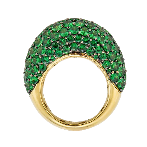 Yellow Gold Dome Ring - Tsavorite