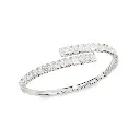 White Gold Diamond Emerald Cut Crosover Bangle