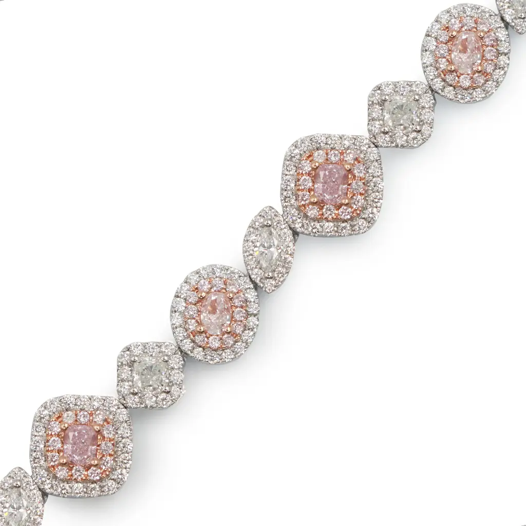 White & Rose Gold Fancy Halo Bracelet