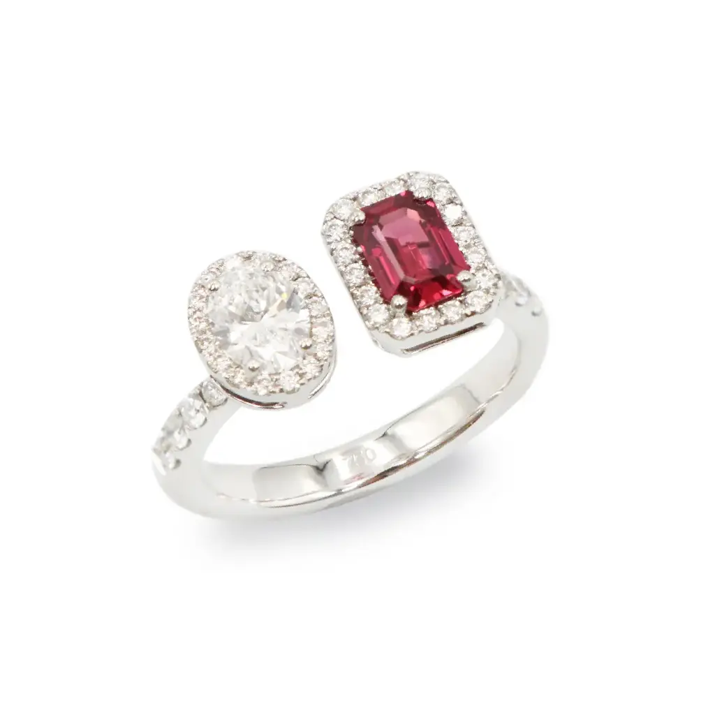White Gold Diamond & Ruby Ring