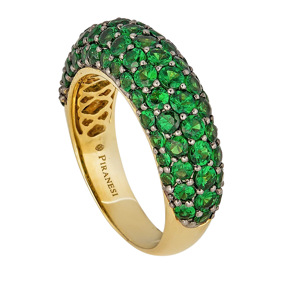 Yellow Gold Dome Small Ring - Tsavorite