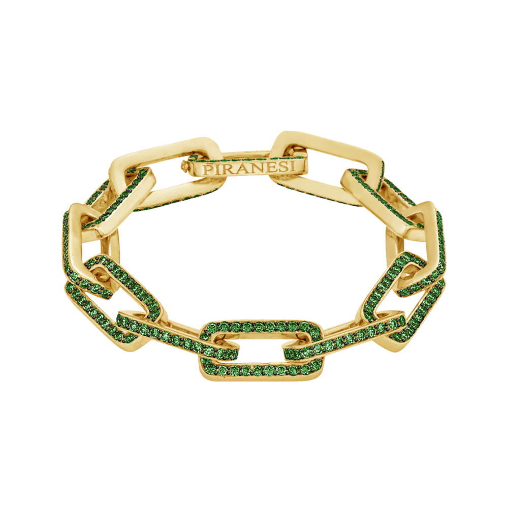 Yellow Gold Link Bracelet - Tsavorite
