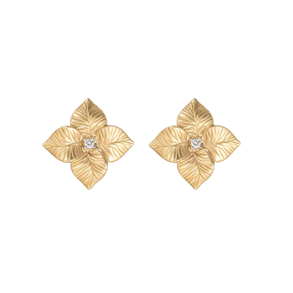 Yellow Gold Oro Fiore Small Flower Earrings