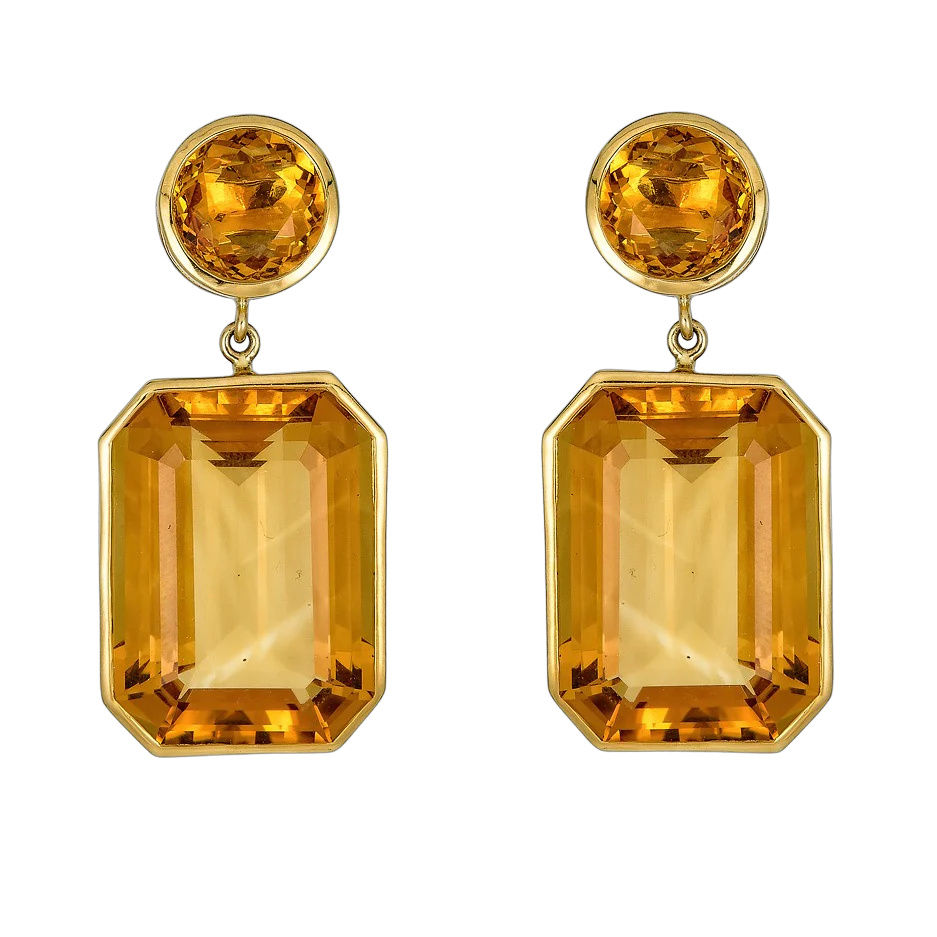 Yellow Gold Pietra Drop Earrings - Yellow Citrine