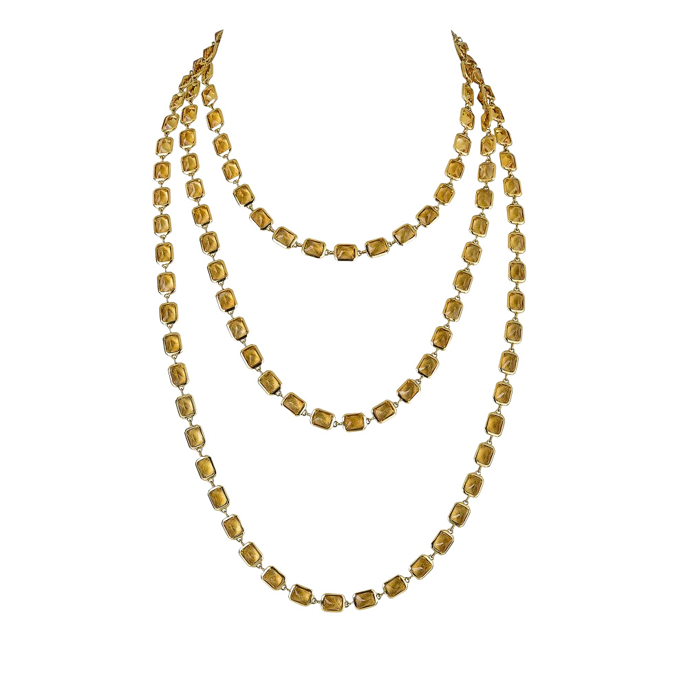 Yellow Gold Pietra Emerald Cut Chain Necklace - Yellow Citrine