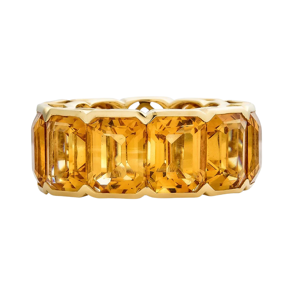 Yellow Gold Pietra Emerald Cut Eternity Band - Yellow Citrine