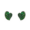 Yellow Gold Wave Heart Small Earring - Tsavorite