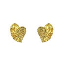 Yellow Gold Wave Heart Small Earring - Yellow Sapphire