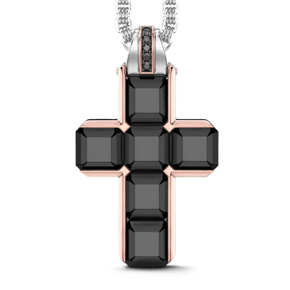 Zancan 18K Gold Necklace With Black Diamond Cross Pendant