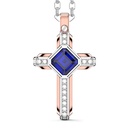 Zancan 18K Gold Necklace With Blue Sapphire And Diamond Cross Pendant