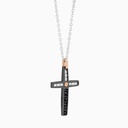 Zancan Black Gold Necklace With Cross And Diamonds