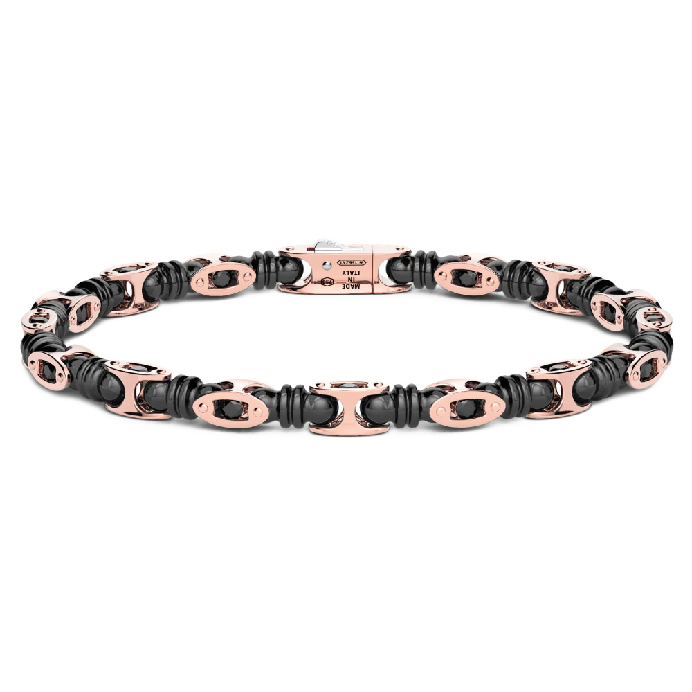 Zancan Bracelet In 18Kt Ceramic Gold And Black Diamonds