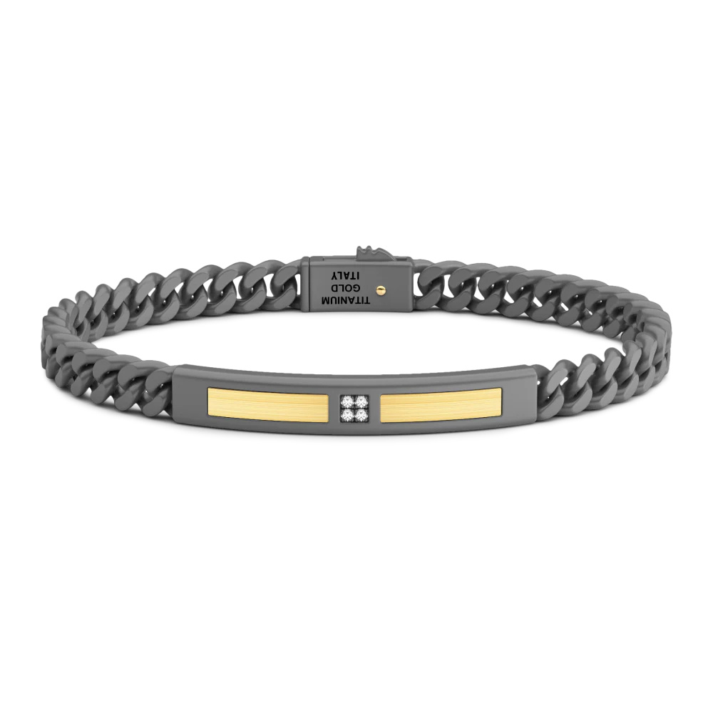 Zancan Bracelet In Titanium And 18Kt Gold With Diamonds