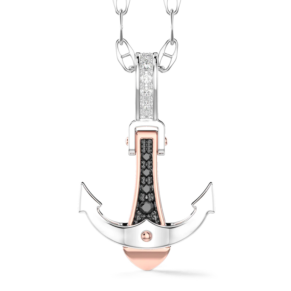 Zancan Gold Necklace With Anchor Pendant And Diamonds