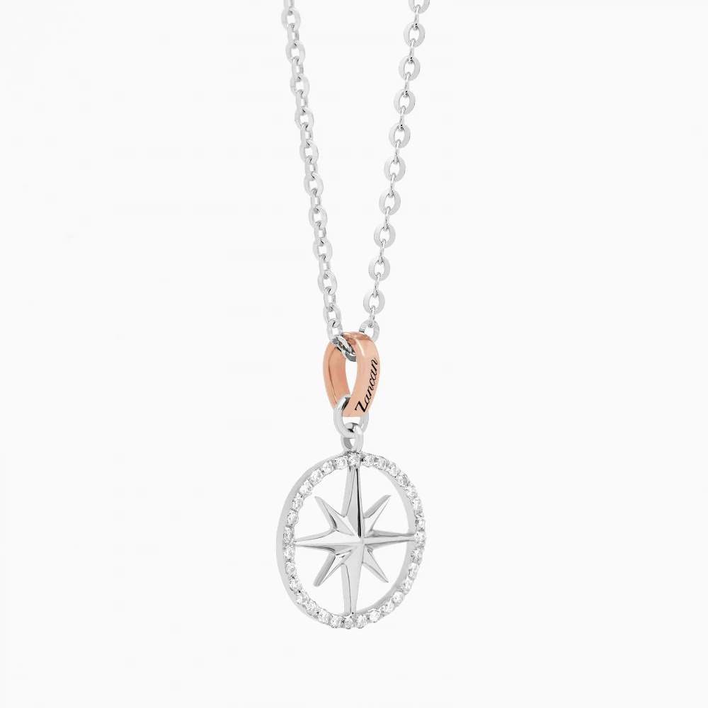 Zancan Gold Necklace With Wind Rose Pendant And Diamonds