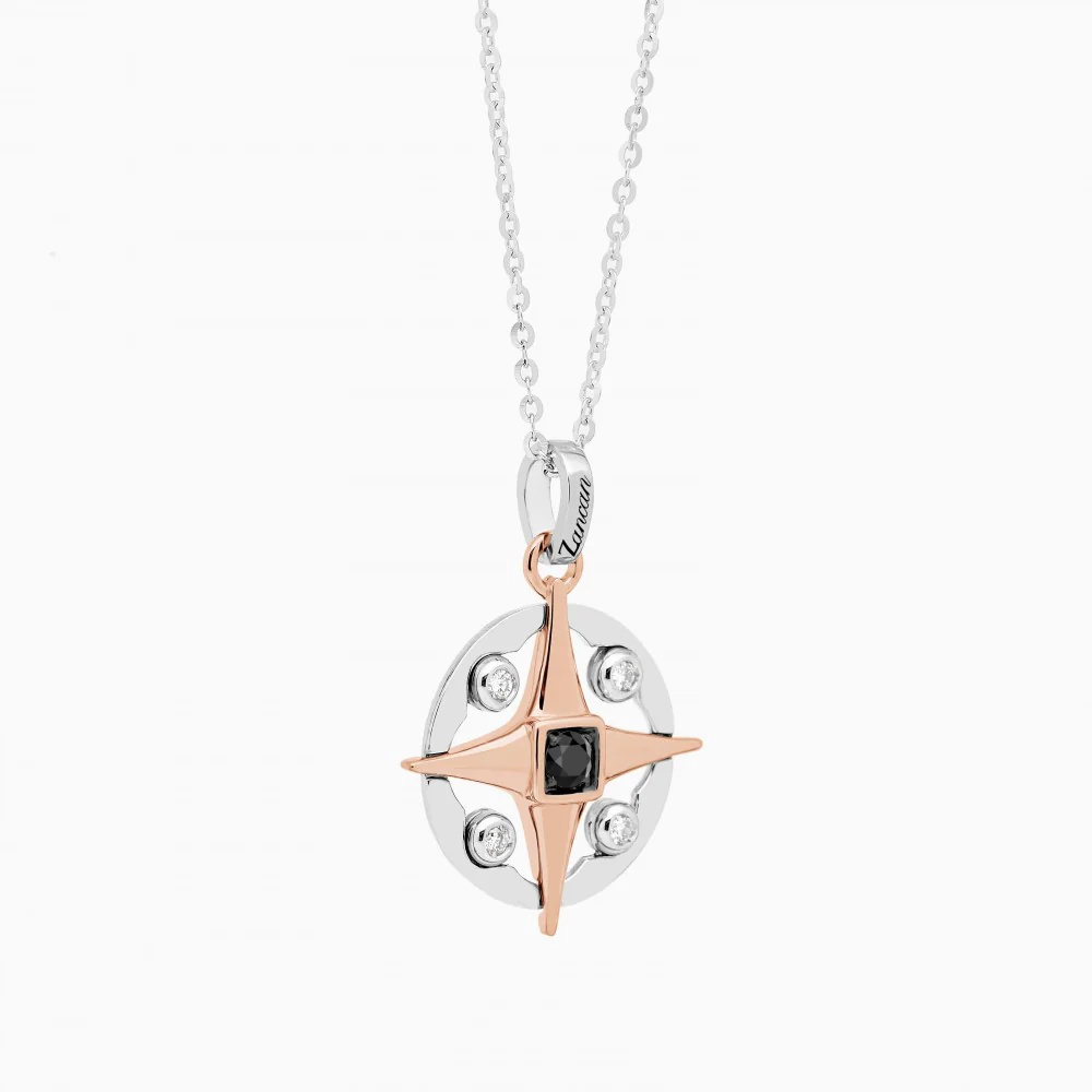 Zancan Gold Necklace With Wind Rose Pendant And Diamonds