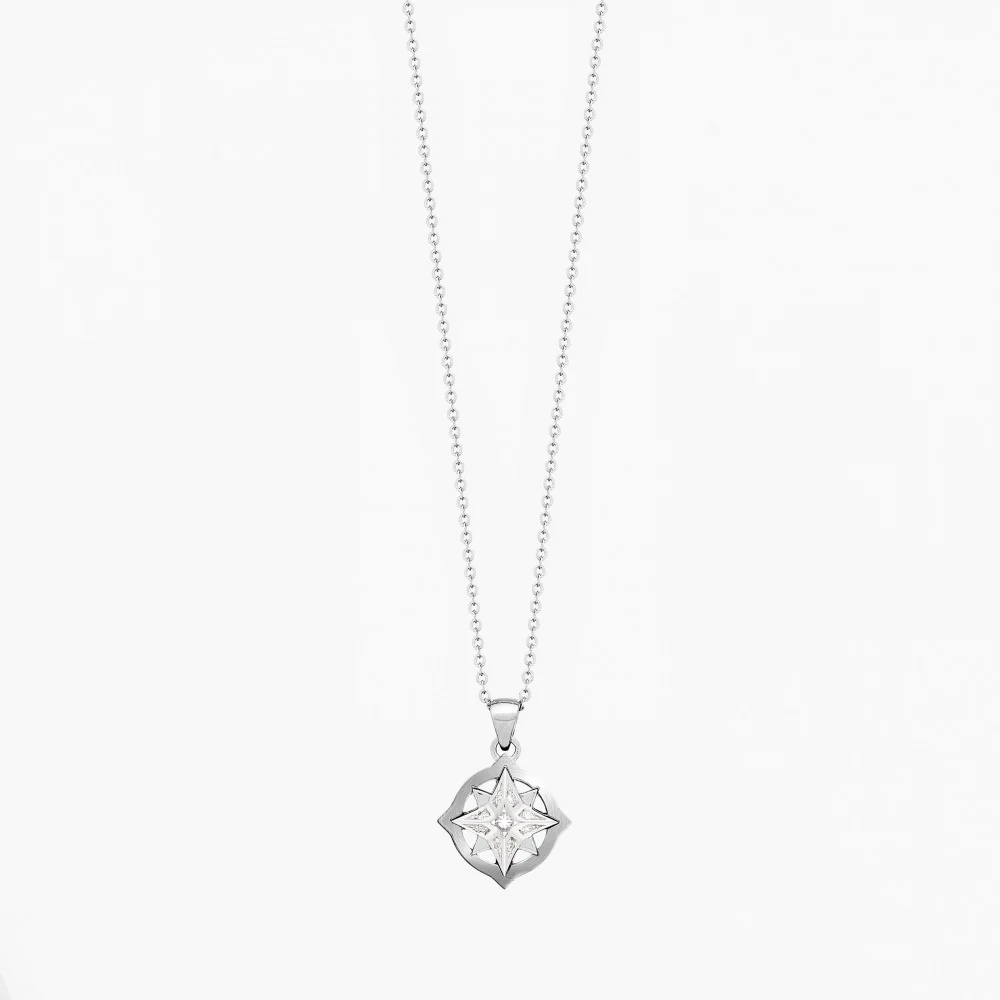 Zancan Gold Necklace With Wind Rose Pendant And Diamonds
