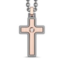 Zancan Necklace In Titanium And 18Kt Gold With Cross Pendant And Diamond