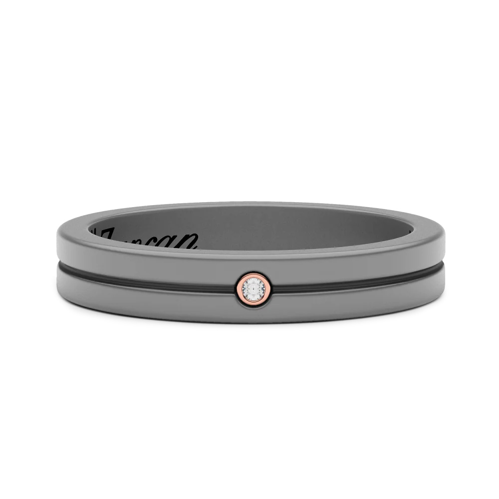 Zancan Ring In Titanium, 18Kt Gold And Diamonds