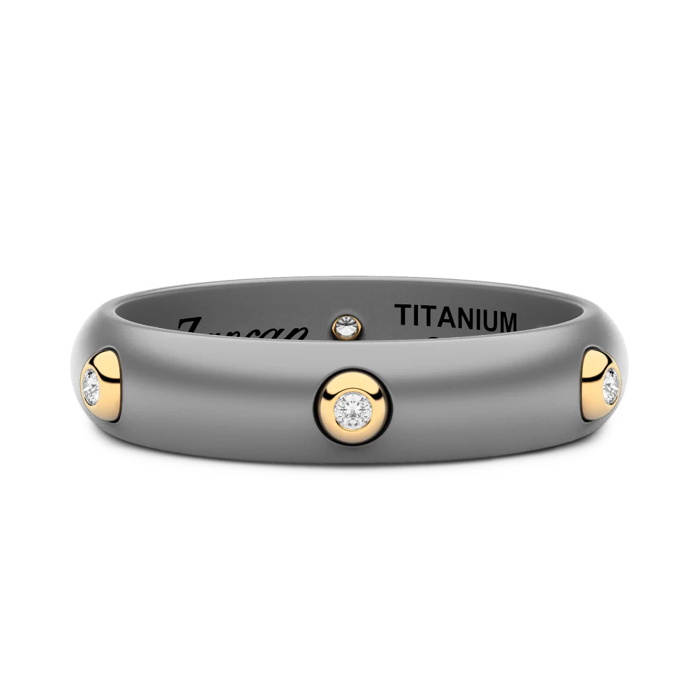 Zancan ring in titanium, 18kt gold and diamonds