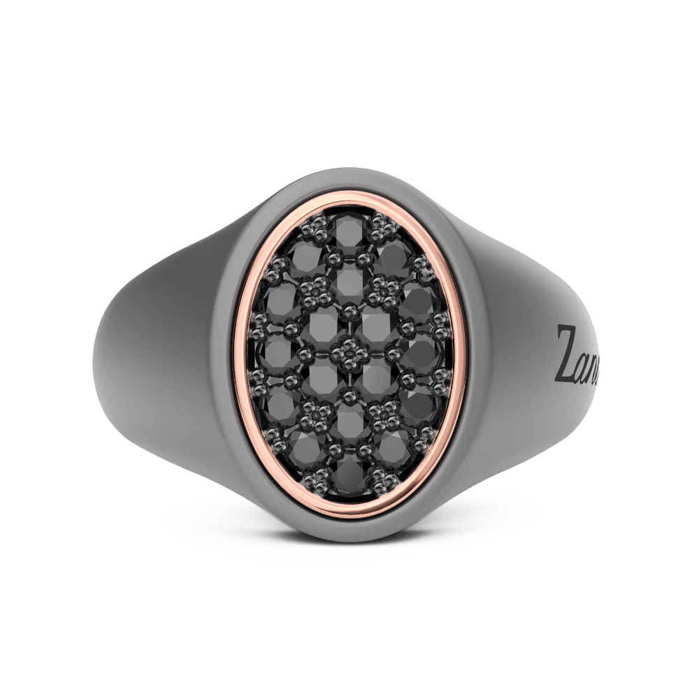 Zancan Ring In Titanium, 18Kt Gold, And Natural Diamonds