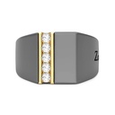 Zancan Ring In Titanium, 18Kt Gold, And Natural Diamonds