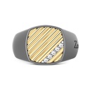 Zancan Ring In Titanium, 18Kt Gold, And Natural Diamonds