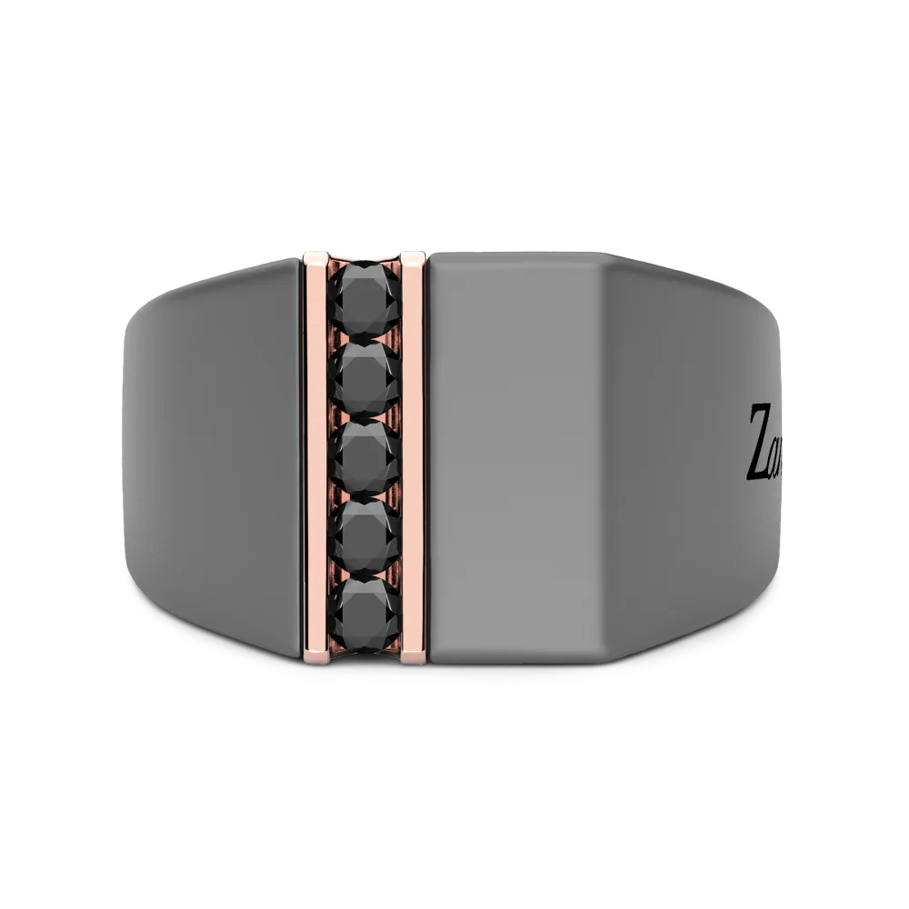 Zancan Ring In Titanium, 18Kt Gold, And Natural Diamonds