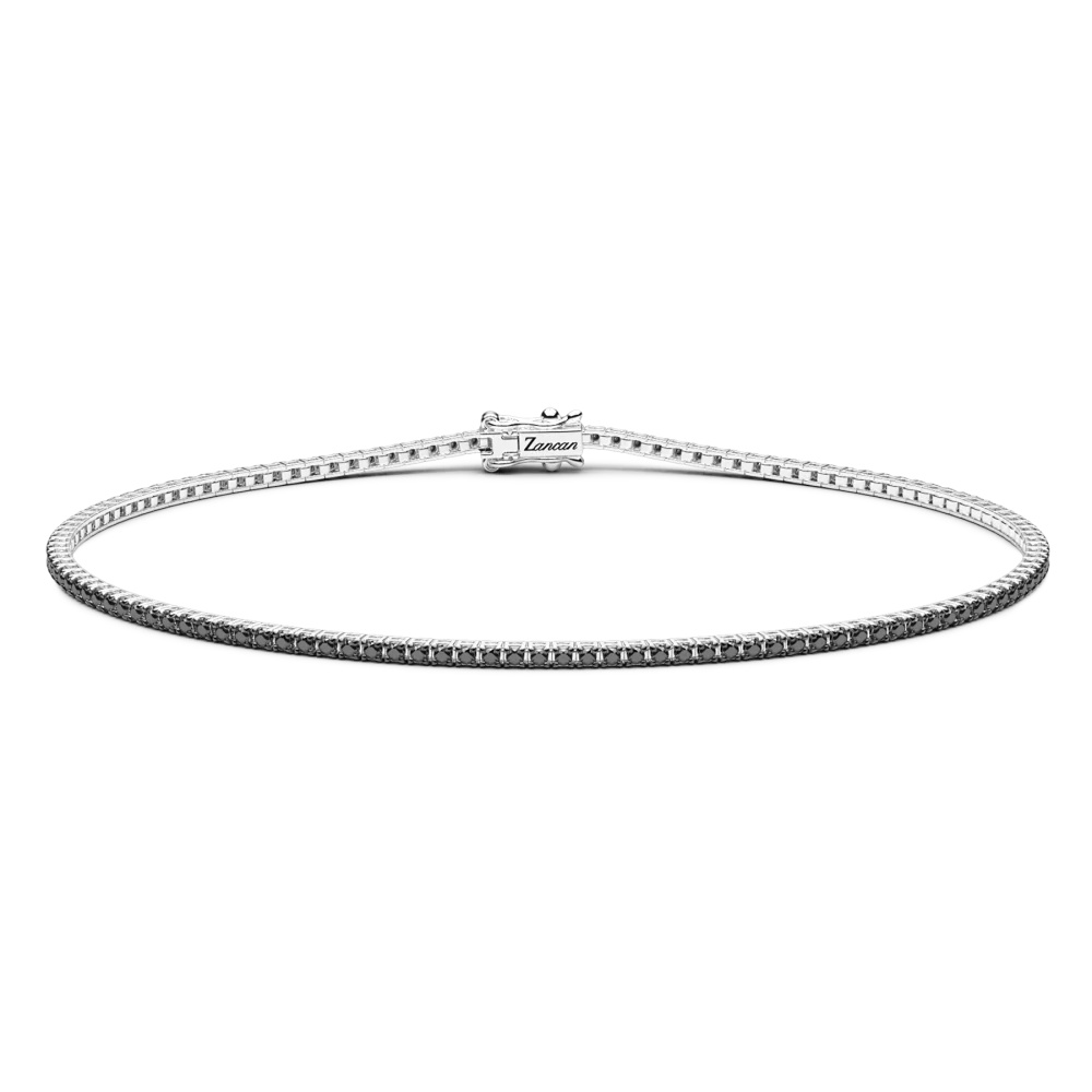 Zancan Tennis Bracelet In 18K Gold And Black Diamonds