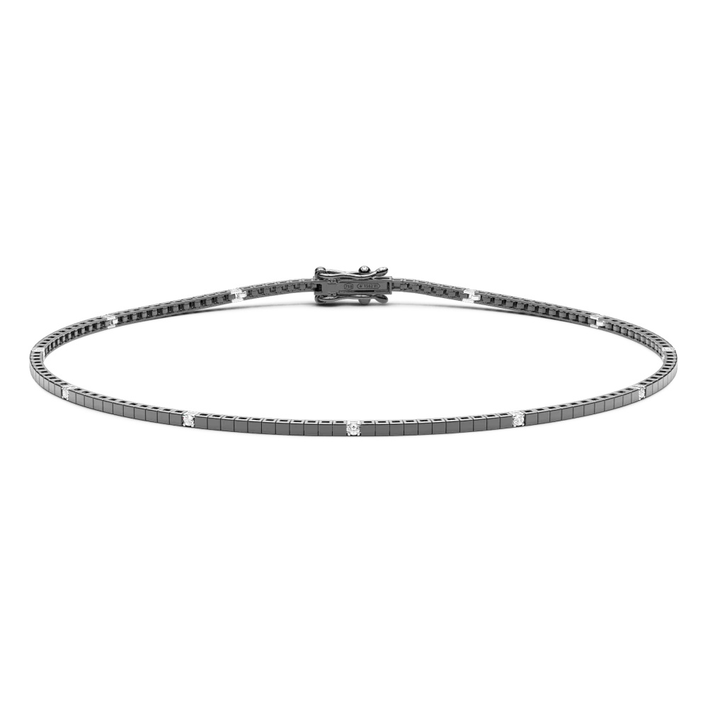 Zancan Tennis Bracelet In 18Kt Gold With Black And White Diamonds