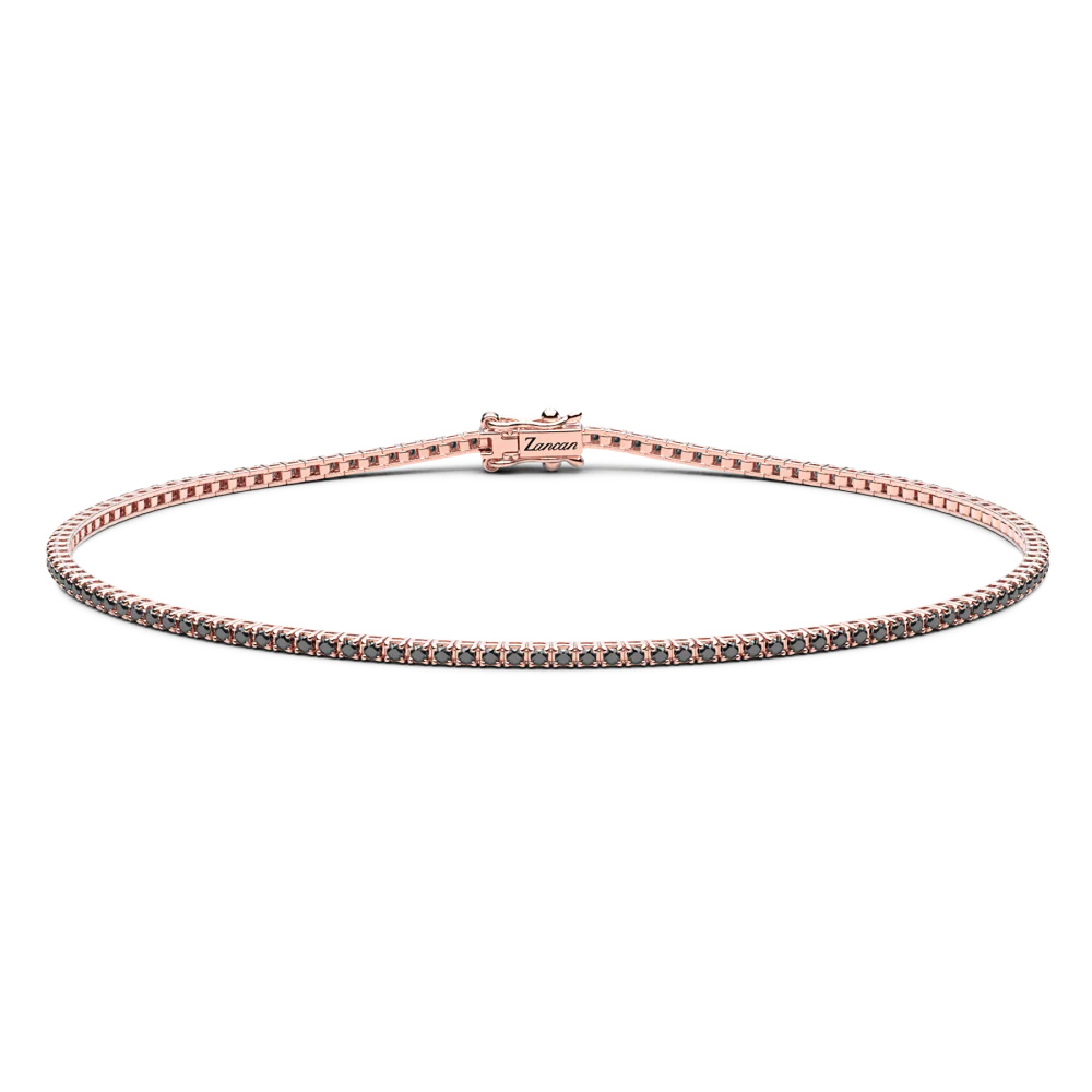 Zancan Tennis Bracelet In 18Kt Rose Gold With Black Diamonds