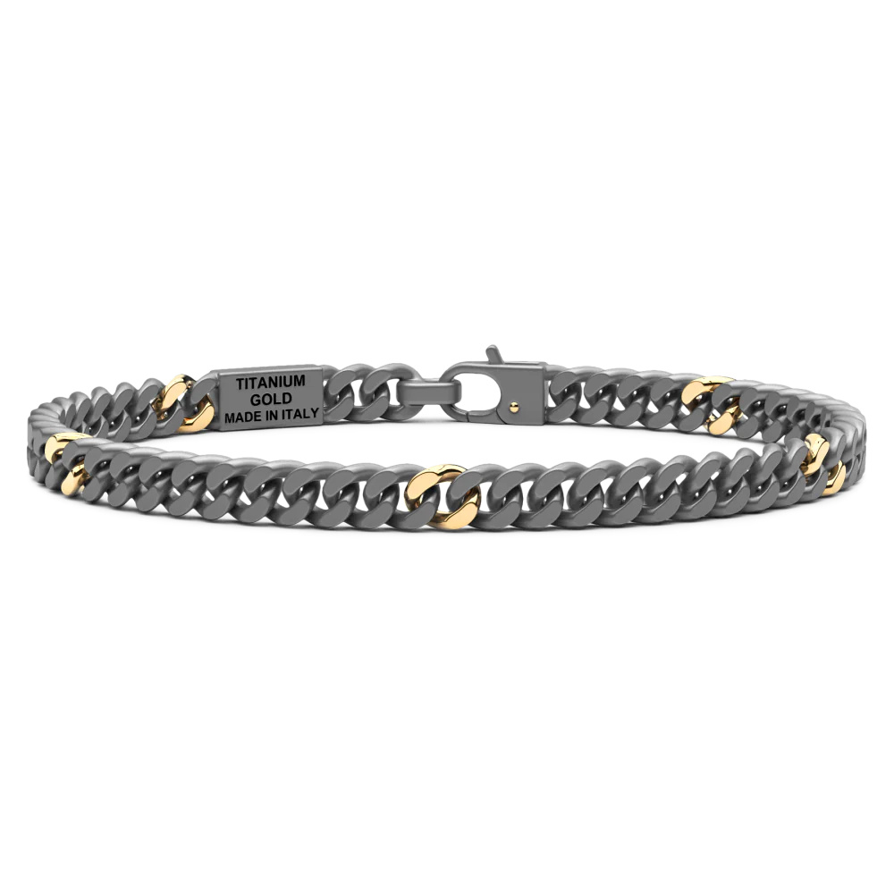 Zancan Titanium & 18Kt Gold Bracelet