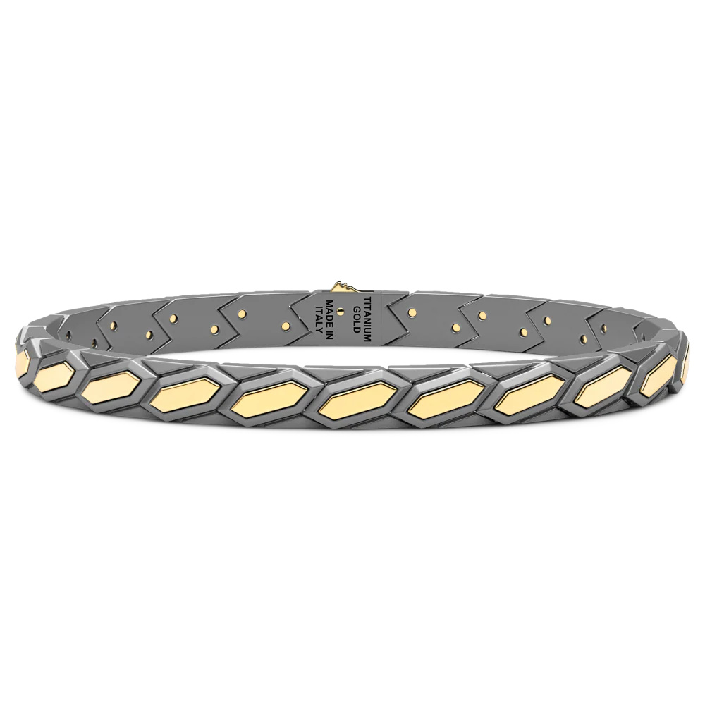 Zancan Titanium & 18Kt Gold Bracelet