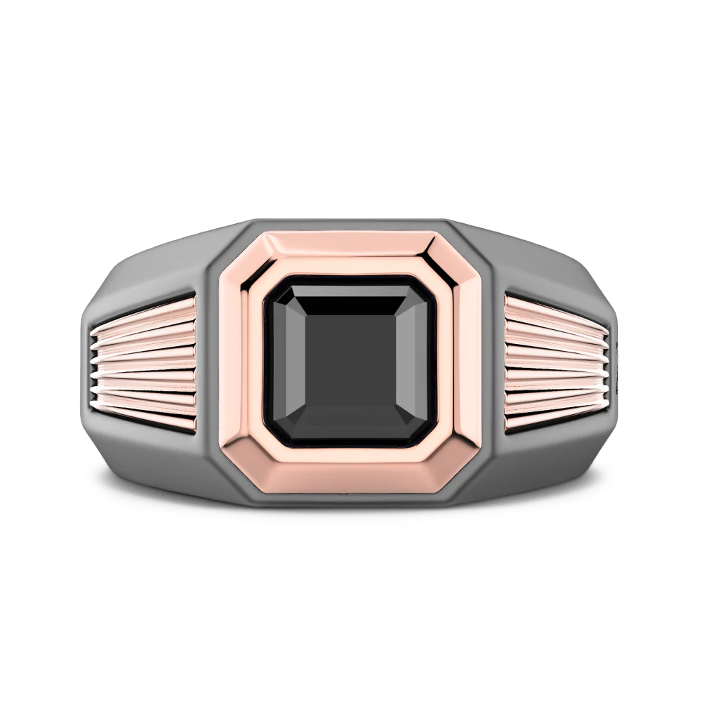 Zancan titanium, 18kt Rose Gold, and Black Diamond Ring