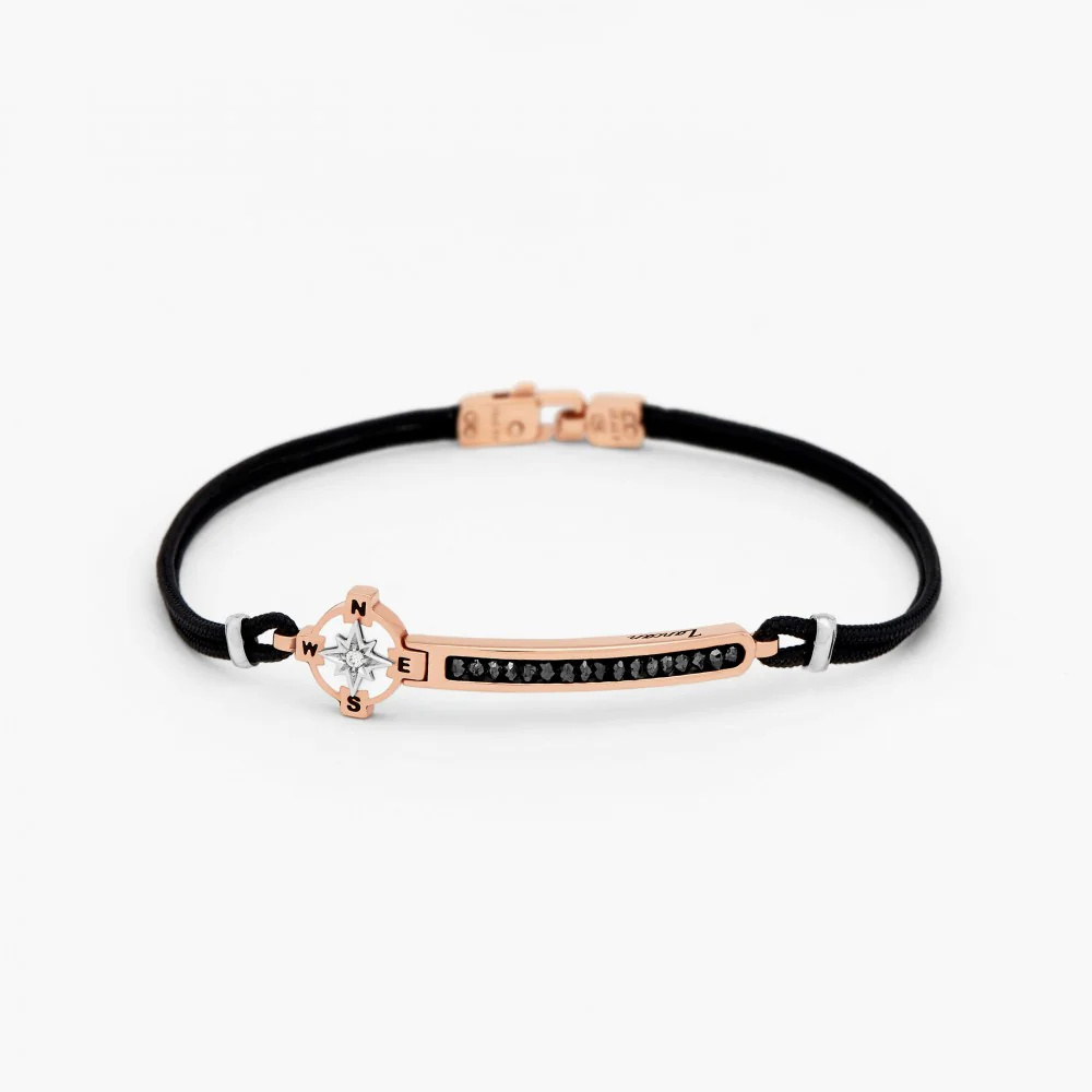 Zancan White Gold Bracelet With Diamonds And Kevlar