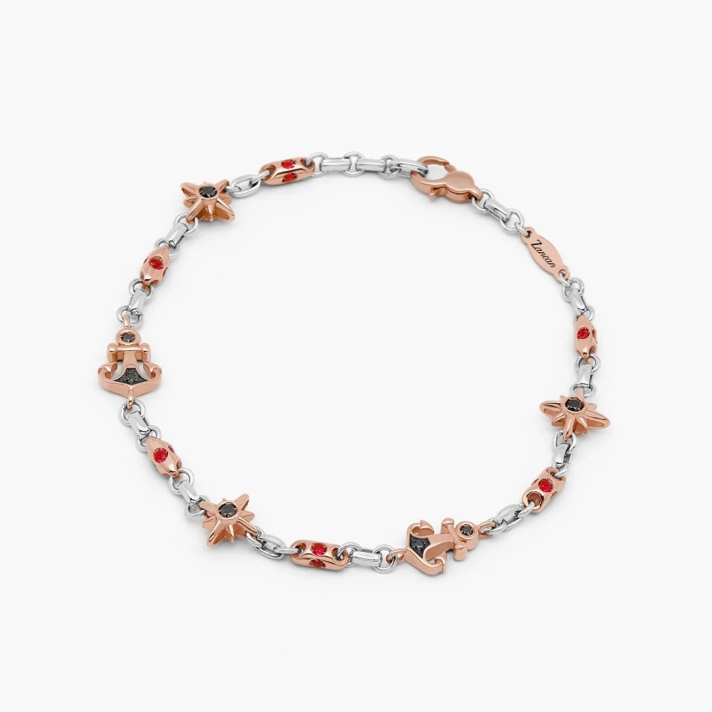 Zancan White Gold Bracelet With Diamonds And Precious Stones