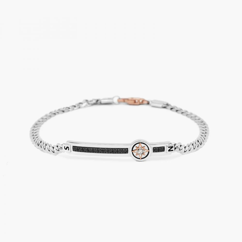 Zancan White Gold Bracelet With Diamonds And Wind Rose