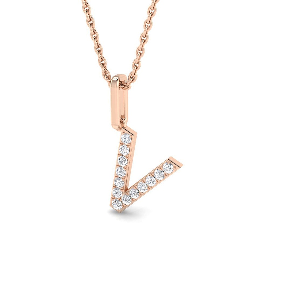 Diamond Initial Pendant - V